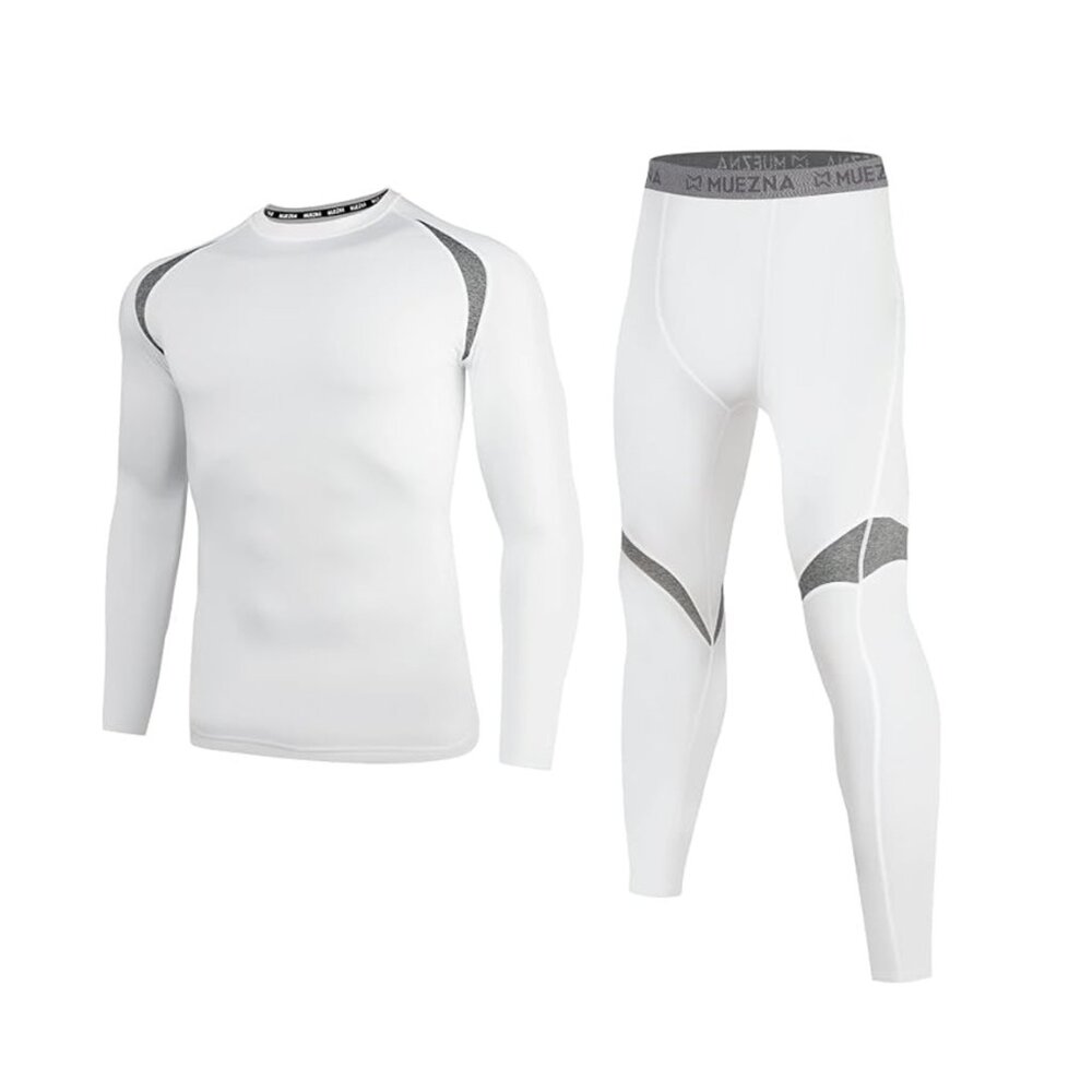 MUEZNA Men's Thermal Top And Bottom Underwear Fleece Lined Set White XL NWT